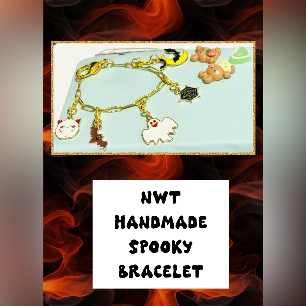 NWT HANDMADE SPOOKY PAPERCLIP CHAIN BRACELET